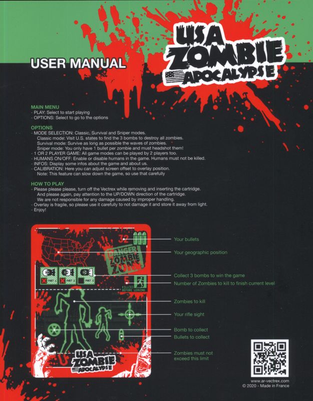 USA Zombie Apocalypse box art for Vectrex